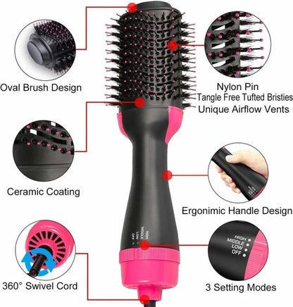 Hot air brush with 3 heat settings cool warm and hot modes